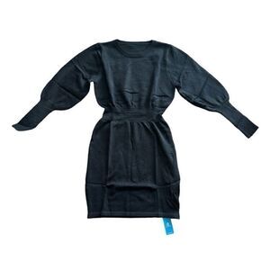 Cupshe Black Ribbed Bodycon Dress with Onyx Gigot Sleeve Medium